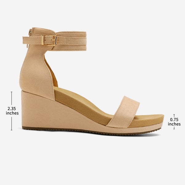 Ankle Strap Platform Wedge Heel Sandals - NUDE PU - 1